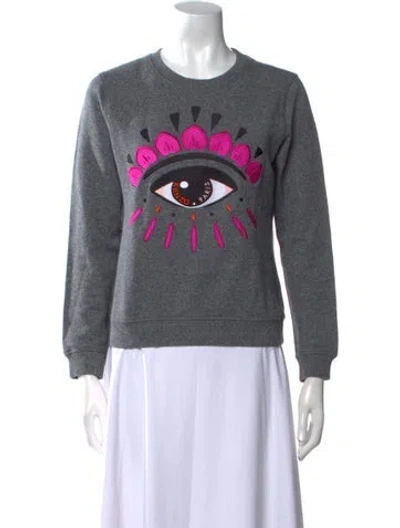 Pre-owned Kenzo Graphic Print Crew Neck Sweatshirt In Gray