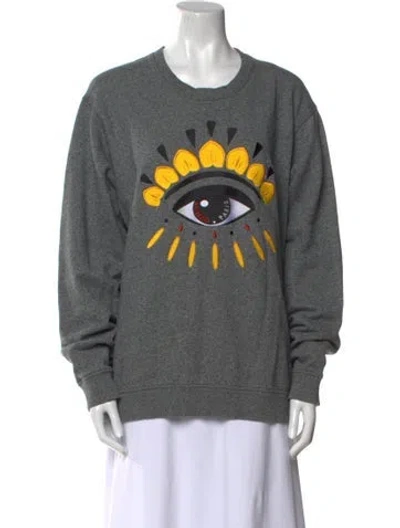 Pre-owned Kenzo Graphic Print Crew Neck Sweatshirt In Gray