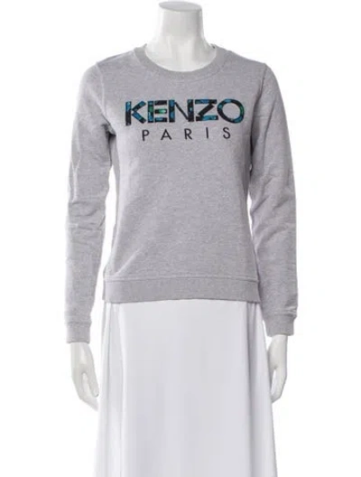 Pre-owned Kenzo Graphic Print Crew Neck Sweatshirt In Gray