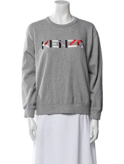 Pre-owned Kenzo Graphic Print Crew Neck Sweatshirt In Gray