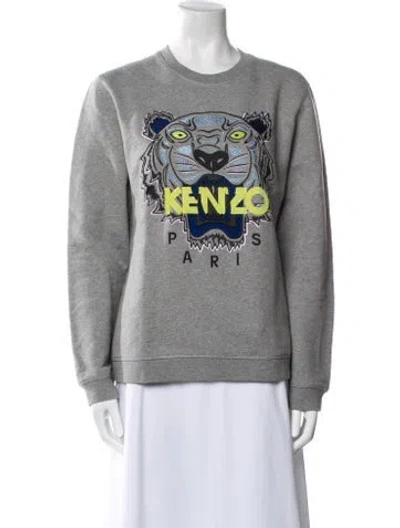 Pre-owned Kenzo Graphic Print Crew Neck Sweatshirt In Gray