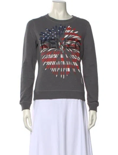 Pre-owned Kenzo Graphic Print Crew Neck Sweatshirt In Gray