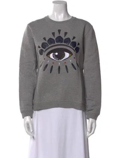 Pre-owned Kenzo Graphic Print Crew Neck Sweatshirt In Gray