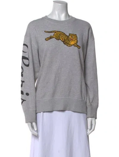 Pre-owned Kenzo Graphic Print Crew Neck Sweatshirt In Gray