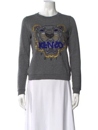 Pre-owned Kenzo Graphic Print Crew Neck Sweatshirt In Gray