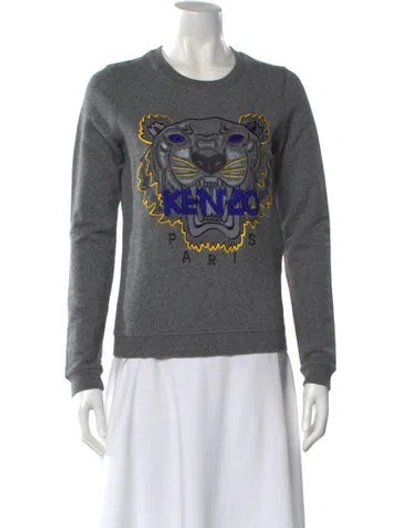 Pre-owned Kenzo Graphic Print Crew Neck Sweatshirt In Gray