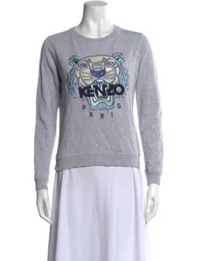 Pre-owned Kenzo Graphic Print Crew Neck Sweatshirt In Gray