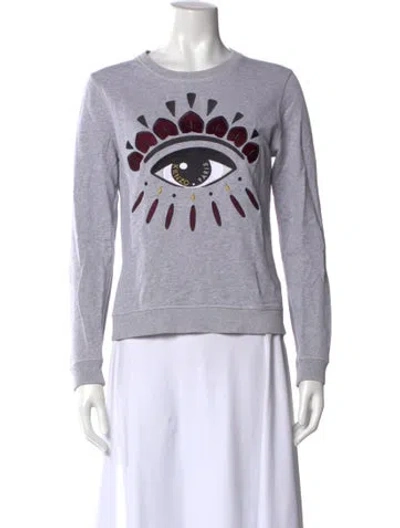 Pre-owned Kenzo Graphic Print Crew Neck Sweatshirt In Gray