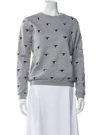 Pre-owned Kenzo Graphic Print Crew Neck Sweatshirt In Gray