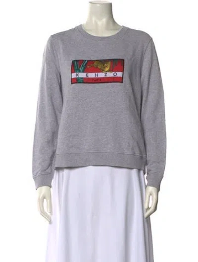 Pre-owned Kenzo Graphic Print Crew Neck Sweatshirt In Gray