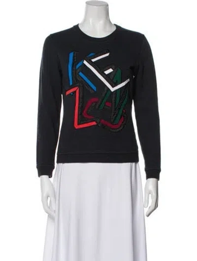 Pre-owned Kenzo Graphic Print Crew Neck Sweatshirt In Gray