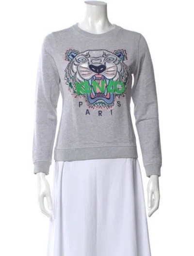 Pre-owned Kenzo Graphic Print Crew Neck Sweatshirt In Gray