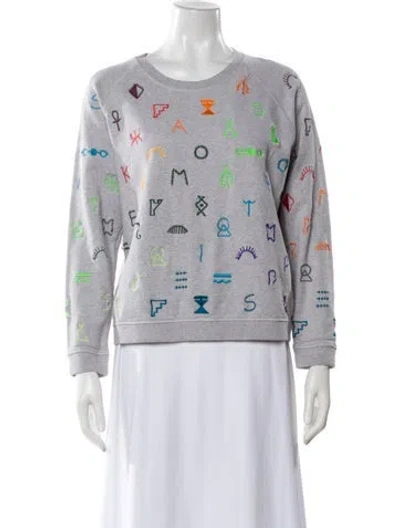 Pre-owned Kenzo Graphic Print Crew Neck Sweatshirt In Gray