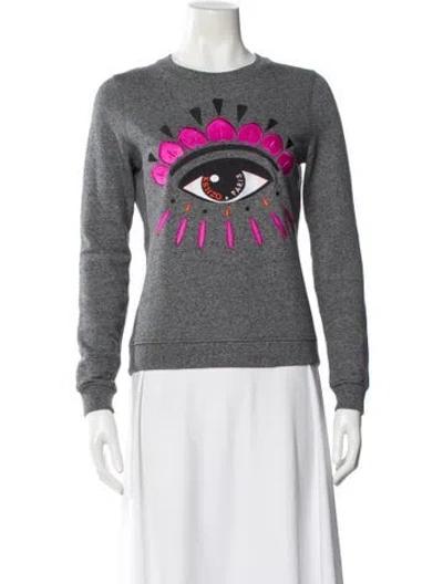 Pre-owned Kenzo Graphic Print Crew Neck Sweatshirt In Gray