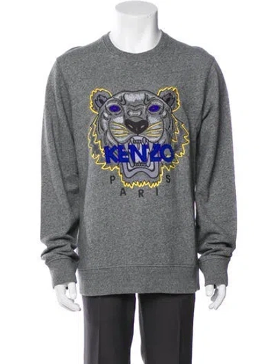 Pre-owned Kenzo Graphic Print Crew Neck Sweatshirt In Gray