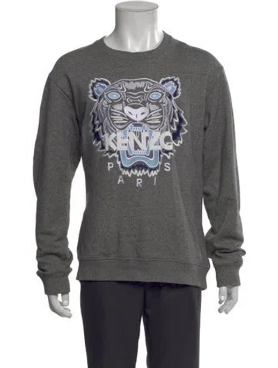 Pre-owned Kenzo Graphic Print Crew Neck Sweatshirt In Gray