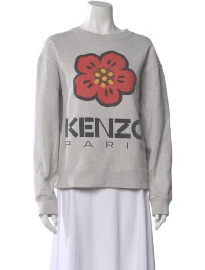 Pre-owned Kenzo Graphic Print Crew Neck Sweatshirt In Gray