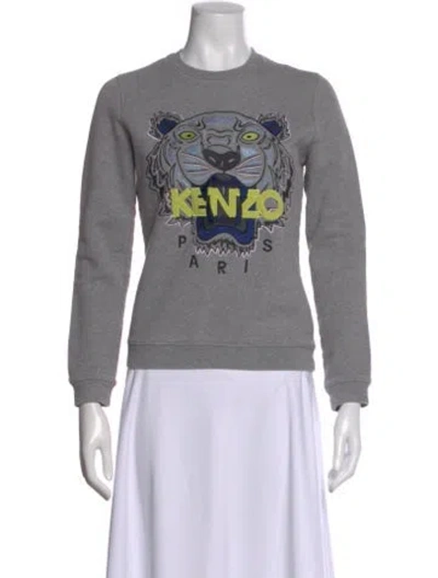 Pre-owned Kenzo Graphic Print Crew Neck Sweatshirt In Gray
