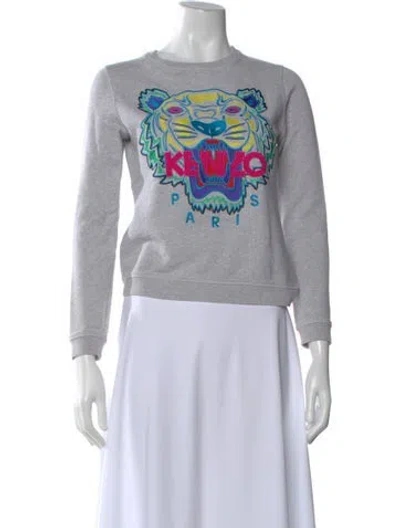 Pre-owned Kenzo Graphic Print Crew Neck Sweatshirt In Gray