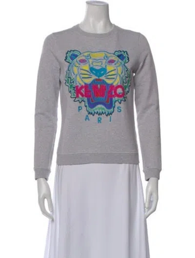 Pre-owned Kenzo Graphic Print Crew Neck Sweatshirt In Gray