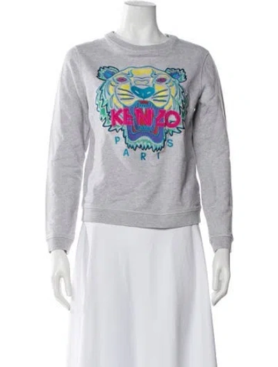 Pre-owned Kenzo Graphic Print Crew Neck Sweatshirt In Gray