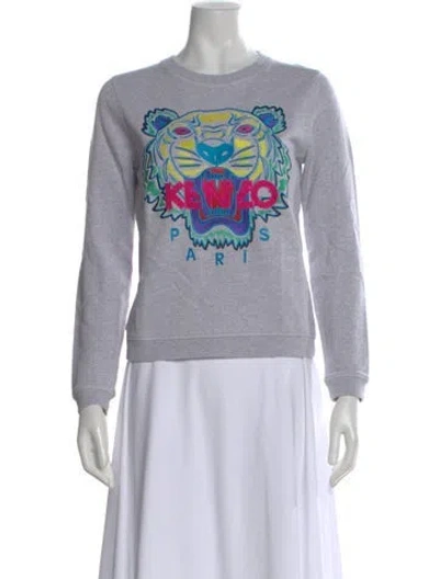 Pre-owned Kenzo Graphic Print Crew Neck Sweatshirt In Gray