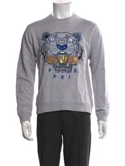 Pre-owned Kenzo Graphic Print Crew Neck Sweatshirt In Gray