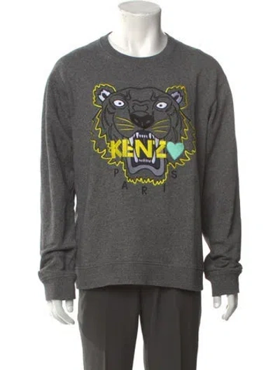 Pre-owned Kenzo Graphic Print Crew Neck Sweatshirt In Gray