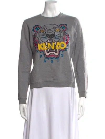 Pre-owned Kenzo Graphic Print Crew Neck Sweatshirt In Gray