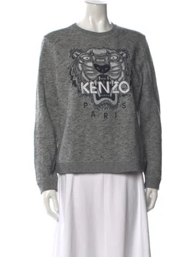 Pre-owned Kenzo Graphic Print Crew Neck Sweatshirt In Gray