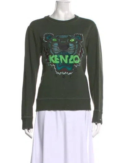 Pre-owned Kenzo Graphic Print Crew Neck Sweatshirt In Green
