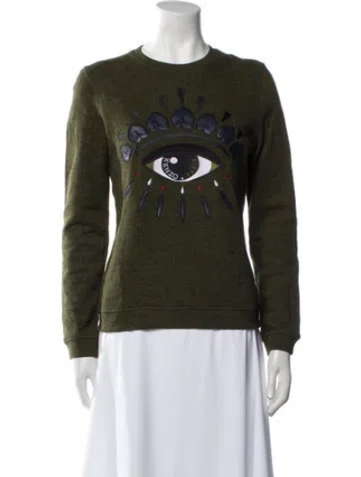 Pre-owned Kenzo Graphic Print Crew Neck Sweatshirt In Green