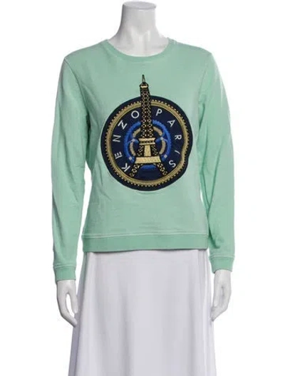 Pre-owned Kenzo Graphic Print Crew Neck Sweatshirt In Green