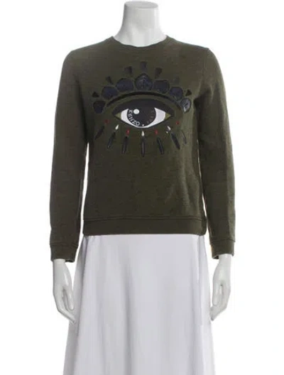 Pre-owned Kenzo Graphic Print Crew Neck Sweatshirt In Green