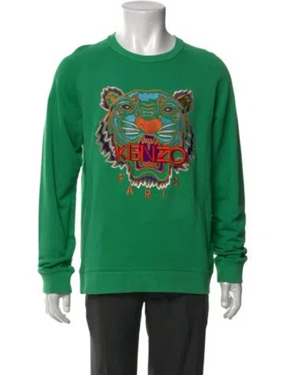 Pre-owned Kenzo Graphic Print Crew Neck Sweatshirt In Green