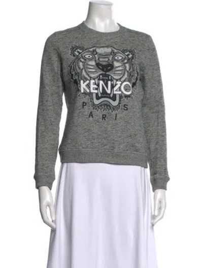 Pre-owned Kenzo Graphic Print Crew Neck Sweatshirt In Grey