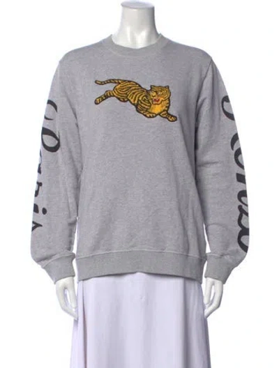 Pre-owned Kenzo Graphic Print Crew Neck Sweatshirt In Grey