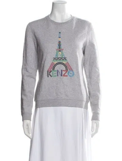 Pre-owned Kenzo Graphic Print Crew Neck Sweatshirt In Grey