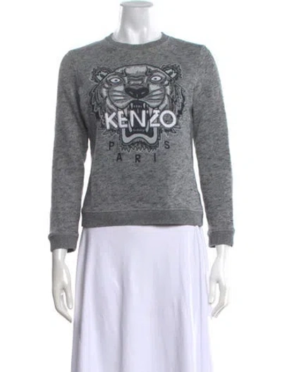 Pre-owned Kenzo Graphic Print Crew Neck Sweatshirt In Grey