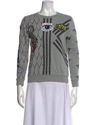 Pre-owned Kenzo Graphic Print Crew Neck Sweatshirt In Grey