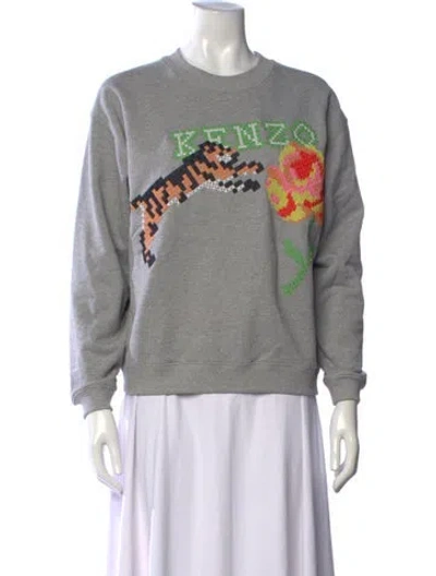 Pre-owned Kenzo Graphic Print Crew Neck Sweatshirt In Grey