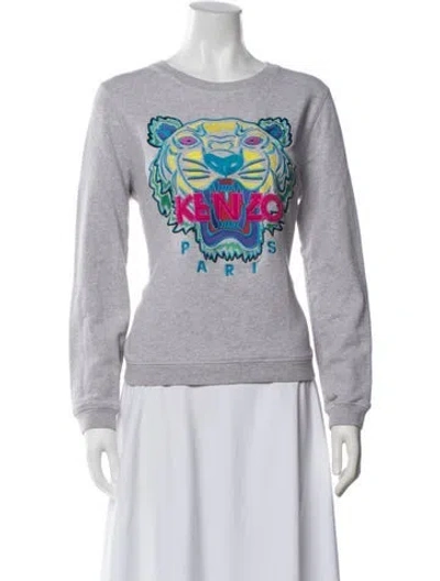 Pre-owned Kenzo Graphic Print Crew Neck Sweatshirt In Grey