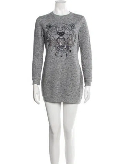 Pre-owned Kenzo Graphic Print Crew Neck Sweatshirt In Grey