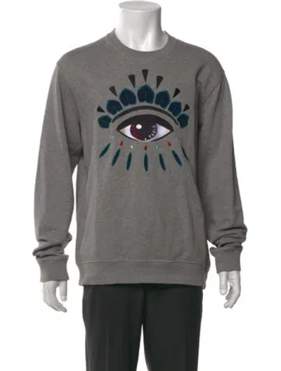 Pre-owned Kenzo Graphic Print Crew Neck Sweatshirt In Grey