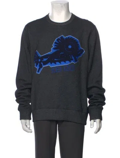 Pre-owned Kenzo Graphic Print Crew Neck Sweatshirt In Grey