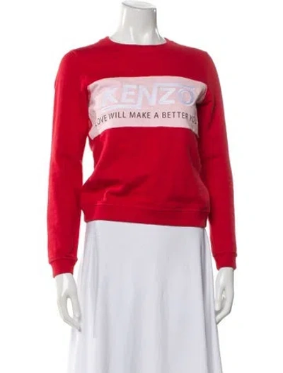 Pre-owned Kenzo Graphic Print Crew Neck Sweatshirt In Orange