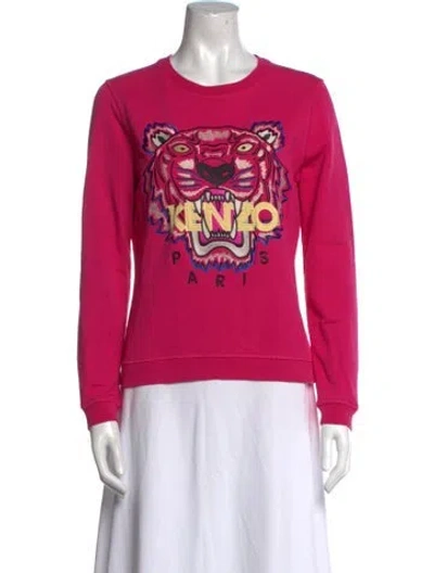Pre-owned Kenzo Graphic Print Crew Neck Sweatshirt In Pink