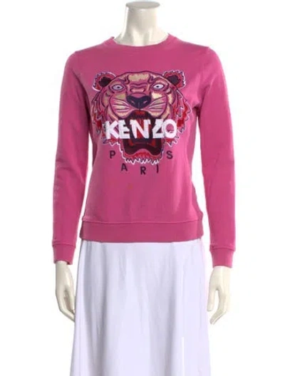 Pre-owned Kenzo Graphic Print Crew Neck Sweatshirt In Pink
