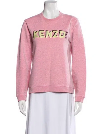 Pre-owned Kenzo Graphic Print Crew Neck Sweatshirt In Pink