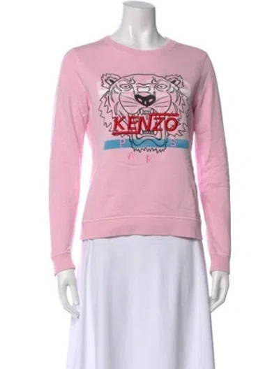 Pre-owned Kenzo Graphic Print Crew Neck Sweatshirt In Pink